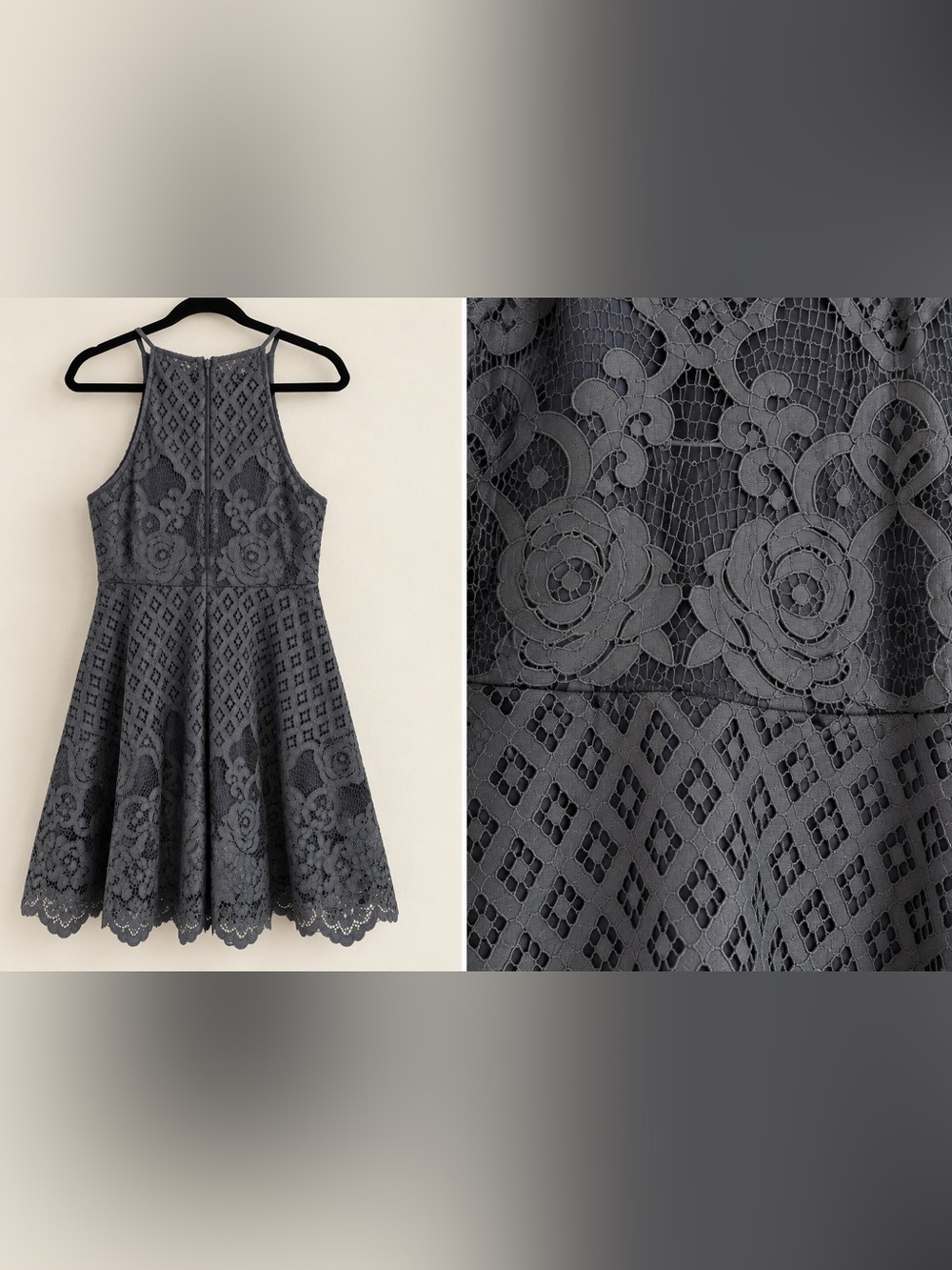 Black Swan Charlotte Charcoal Grey Lace Dress Size S